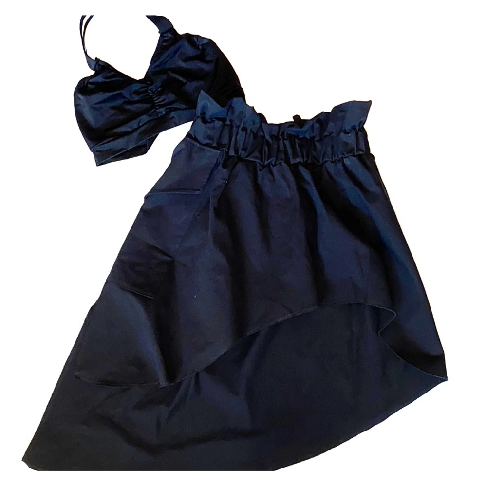 Kelle Black L Dance Performance Skirt Bra Top